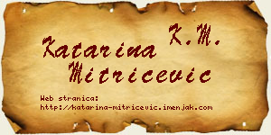 Katarina Mitričević vizit kartica